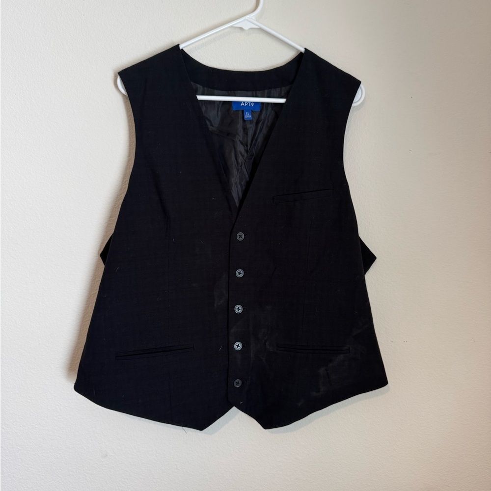 Apt. 9 Black Slim Fit Vest Classic V-Neck